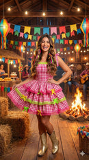 Vestido Banana Club Luxo Arraia do Chamego Mãe e Filha