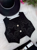 Conjunto Blogueirinha Boiadeira Estrelada Preto