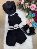 Conjunto Blogueirinha Boiadeira Estrelada Preto