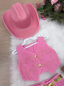 Conjunto Blogueirinha Boiadeira Estrelada Rosa