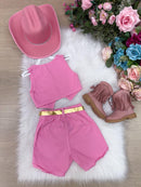 Conjunto Blogueirinha Boiadeira Estrelada Rosa