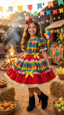 Vestido Junino Mimadine Luxo Priscila Vermelho