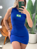 Vestido Curto em Anarruga Regata Brasil Ref. 1888