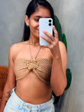 Cropped Top em Tricô Modal com Fivela e Amarração Bruna Ref. 1887
