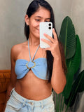 Cropped Top em Tricô Modal com Fivela e Amarração Bruna Ref. 1887