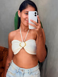 Cropped Top em Tricô Modal com Fivela e Amarração Bruna Ref. 1887