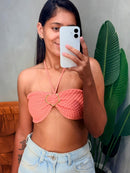Cropped Top em Tricô Modal com Fivela e Amarração Bruna Ref. 1887