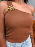 Cropped em Ribana Alça Única com Fivela Leticia Ref. 1893