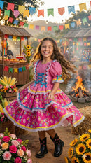 Vestido Bella Child Junino Quermesse Chique Pink