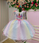 Vestido Mini Miss Temático Unicornio - Colorido - Arco iris