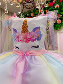 Vestido Mini Miss Temático Unicornio - Colorido - Arco iris