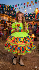 Vestido Junino Banana Club Luxo Roça Animada