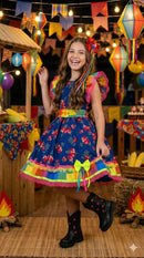 Vestido Junino Banana Club Luxo Forro Kids