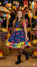 Vestido Junino Banana Club Luxo Forro Kids