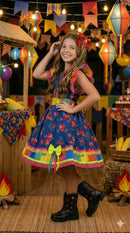 Vestido Junino Banana Club Luxo Forro Kids