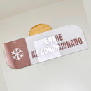 Placa sinalização ar condicionado acrílico espelhado rose