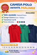 CAMISA POLO INFANTIL MENINO MALWEE- TAMANHO 1 AO 6 - BRANCO, VERMELHO, VERDE