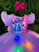 Vestido Tematicos Ysa Kids Lilo Stitch com Led  + Saiote