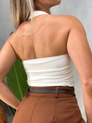 Cropped em Suplex Frente Única Plissado Micaele Ref. 1902