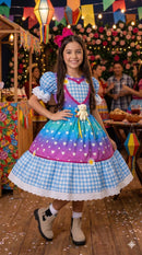 Vestido Marie Junino Luxo Ursinho do Sertão Azul