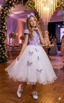 Vestido Juvenil - Midi Vila Lele Sabrina Lilas e Off
