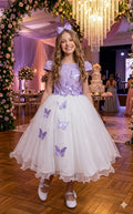 Vestido Juvenil - Midi Vila Lele Sabrina Lilas e Off