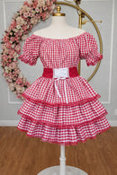 Vestido Adulto Junino Arraiá Festas Vermelho Xadrez