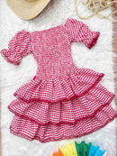 Vestido Adulto Junino Arraiá Festas Vermelho Xadrez