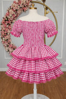 Vestido Adulto Junino Arraiá Festas Pink Xadrez
