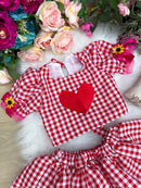Conjunto Junino Banana Club Luxo Luana Vermelho