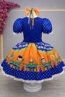 Vestido Infantil Junino Festa de São João Azul Royal