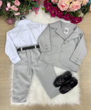 Conjunto Social Miss Cherry Jorge Terno Cinza Claro