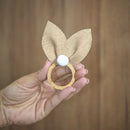 Kit 6 Anéis para Guardanapos Orelhinha Páscoa 6 Peças 10cm x 7cm Argola MDF e Tecido Acquablock 100% Poliéster