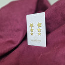 TRIO DE BRINCOS DE ESTRELA BANHADO OURO 18K