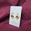 BRINCO FOLHA COM CRISTAL BANHADO OURO 18K