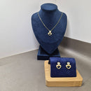 CONJUNTO CORAÇÃO DUPLO CRISTAL BANHADO OURO 18K