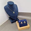 CONJUNTO CORAÇÃO DUPLO CRISTAL BANHADO OURO 18K