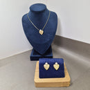 CONJUNTO CORAÇÃO COM PÉROLA BANHADO OURO 18K