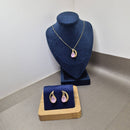 CONJUNTO GOTA ROSA BANHADO OURO 18K