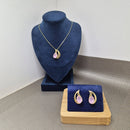 CONJUNTO GOTA ROSA BANHADO OURO 18K