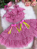 Conjunto Junino Banana Club Luxo Charme do Arraiá Rosa