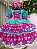 Vestido Bella Child Junino Arraiá Encanto do Interior Verde