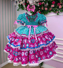 Vestido Bella Child Junino Arraiá Encanto do Interior Verde