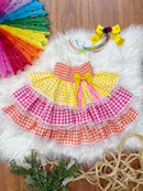 Saia Infantil Junino Arraia Caipira Festas Xadrez Colorido
