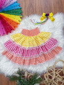 Saia Infantil Junino Arraia Caipira Festas Xadrez Colorido