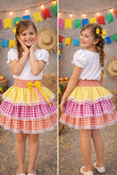 Saia Infantil Junino Arraia Caipira Festas Xadrez Colorido