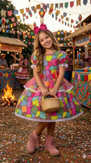 Vestido Mini Miss Junino Sertão Animado Pink