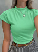 Blusa Feminina em Ribana Muscle Tee com Gola Ref.1736