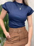 Blusa Feminina em Ribana Muscle Tee com Gola Ref.1736