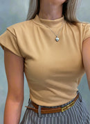 Blusa Feminina em Ribana Muscle Tee com Gola Ref.1736
